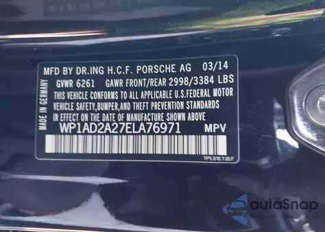 2014 Porsche Cayenne Gts from USA, damaged, VIN WP1AD2A27ELA76971